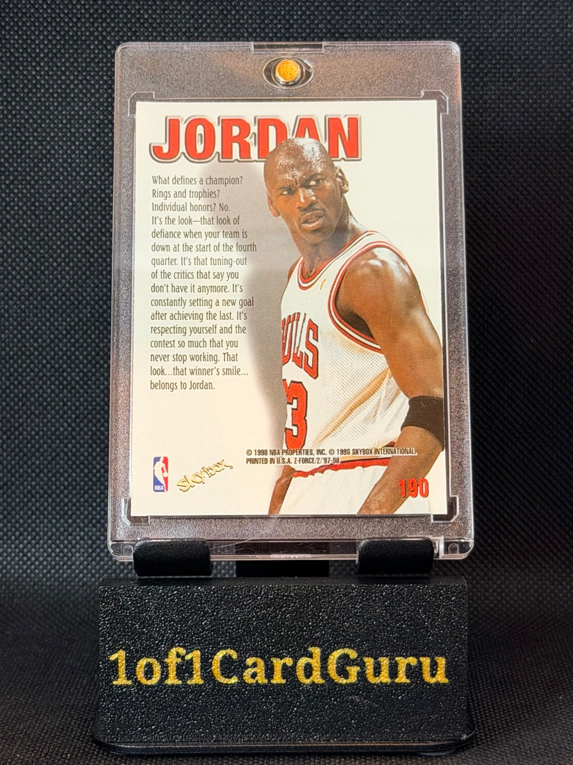 1997-98 SkyBox Z-Force Michael Jordan Zupermen #190 — back