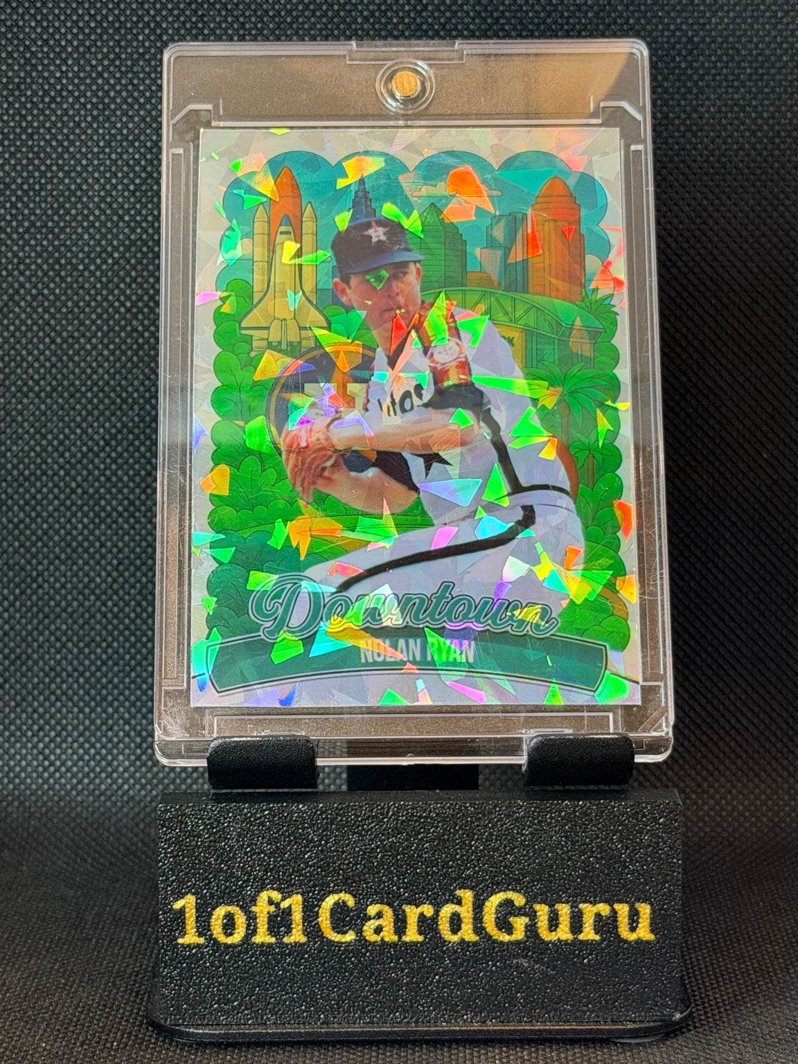 Nolan Ryan Downtown-Style Holographic Custom Art Card — 918 Customs — front