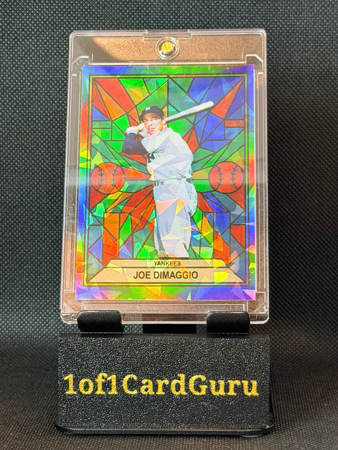 Joe DiMaggio Stained Glass Holographic Custom Art Card #5 — 918 Customs — front