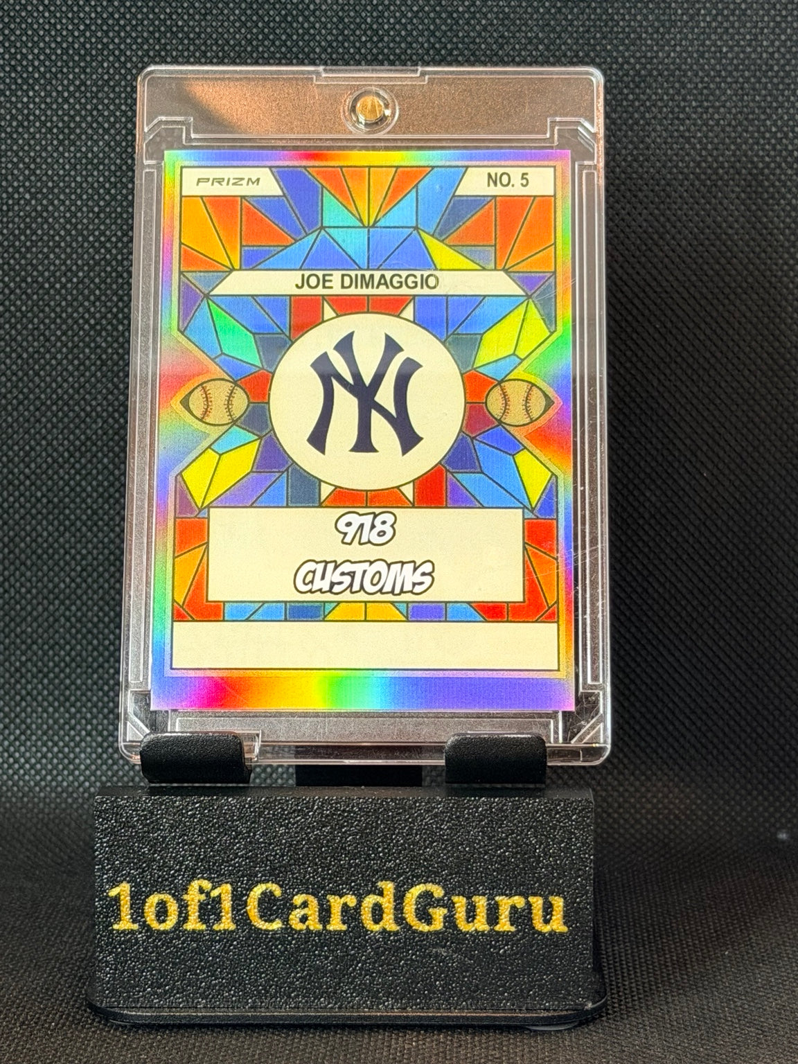 Joe DiMaggio Stained Glass Holographic Custom Art Card #5 — 918 Customs — back