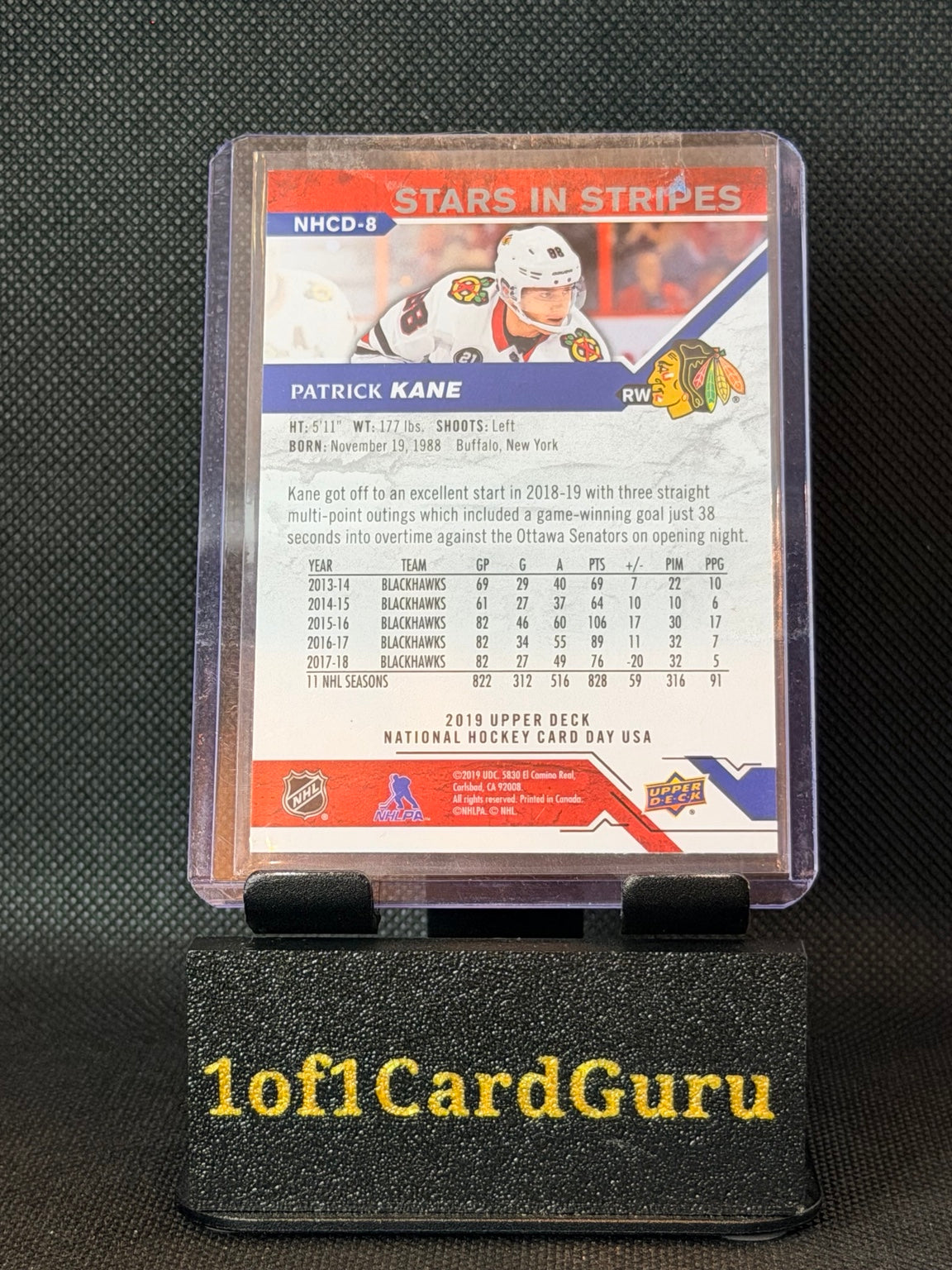 2019 Upper Deck National Hockey Card Day USA Patrick Kane #NHCD-8 — back