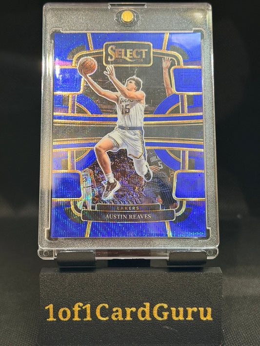 2023-24 Panini Select Austin Reaves Concourse Blue Wave Prizm #52 – 04/75 front