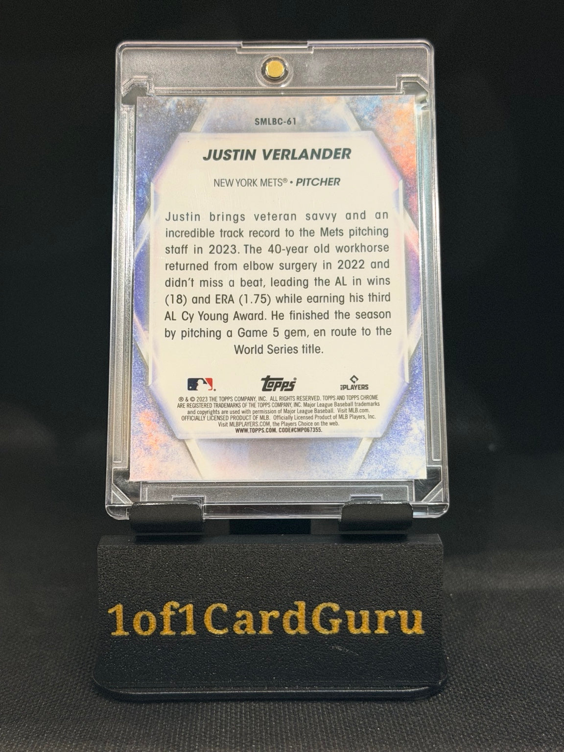 2023 Topps Update Justin Verlander Stars of MLB Chrome #SMLBC-61 back