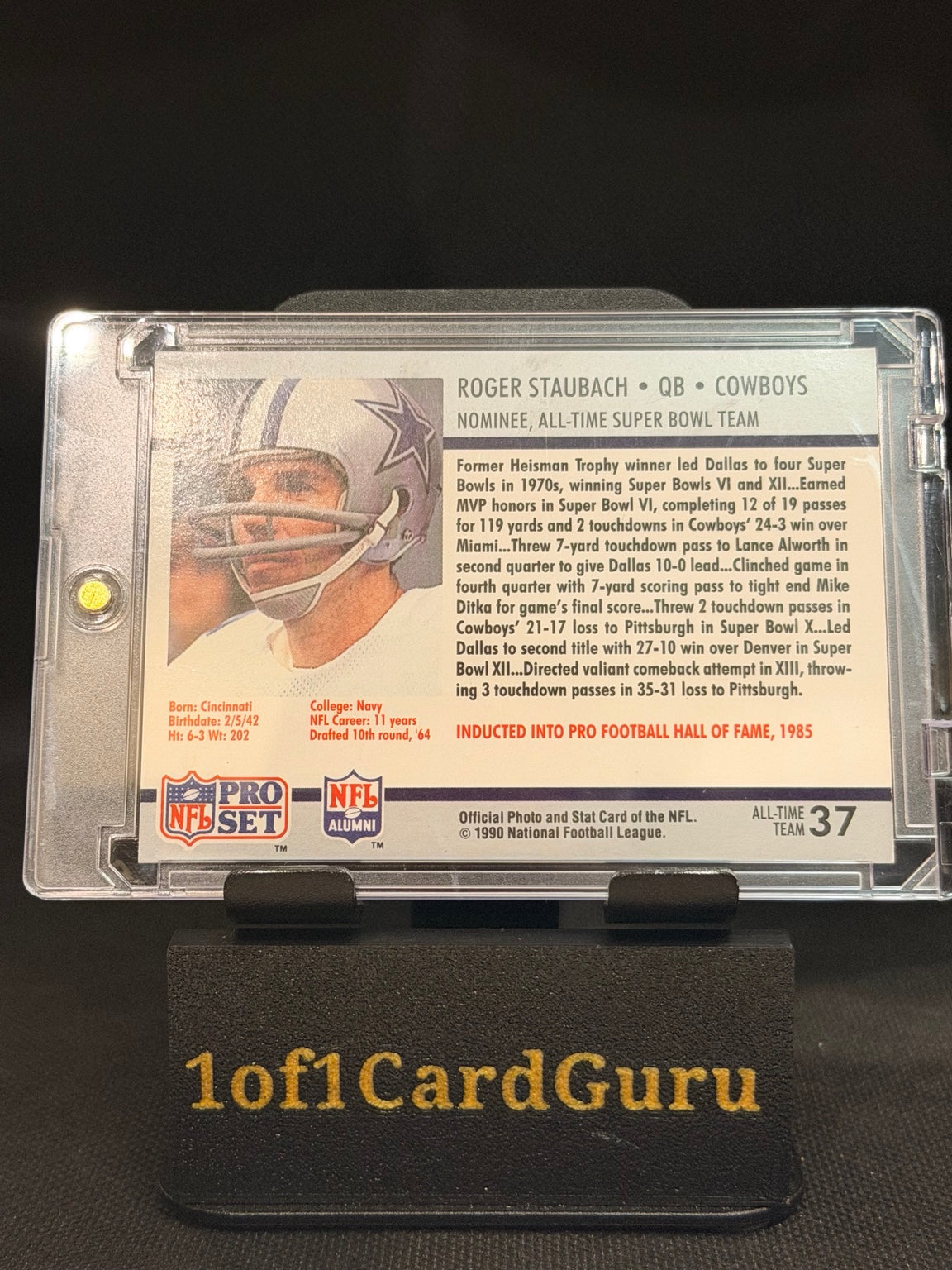 1990 Pro Set Roger Staubach Super Bowl Supermen #37 – back