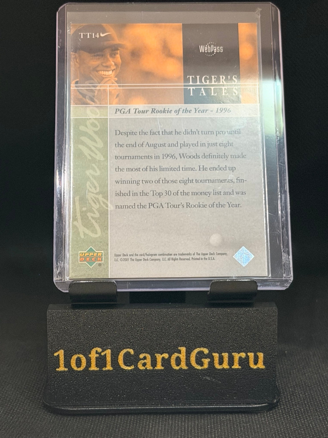 2001 Upper Deck Tiger Woods Tiger’s Tales #TT14 – back
