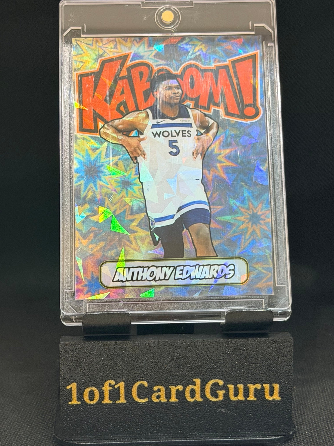 Anthony Edwards Kaboom-Style Cracked Ice Holographic Custom Card – 918 Customs – front