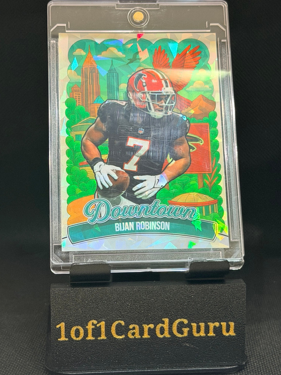 Bijan Robinson Downtown-Style Cracked Ice Holographic Custom Card – 918 Customs – front
