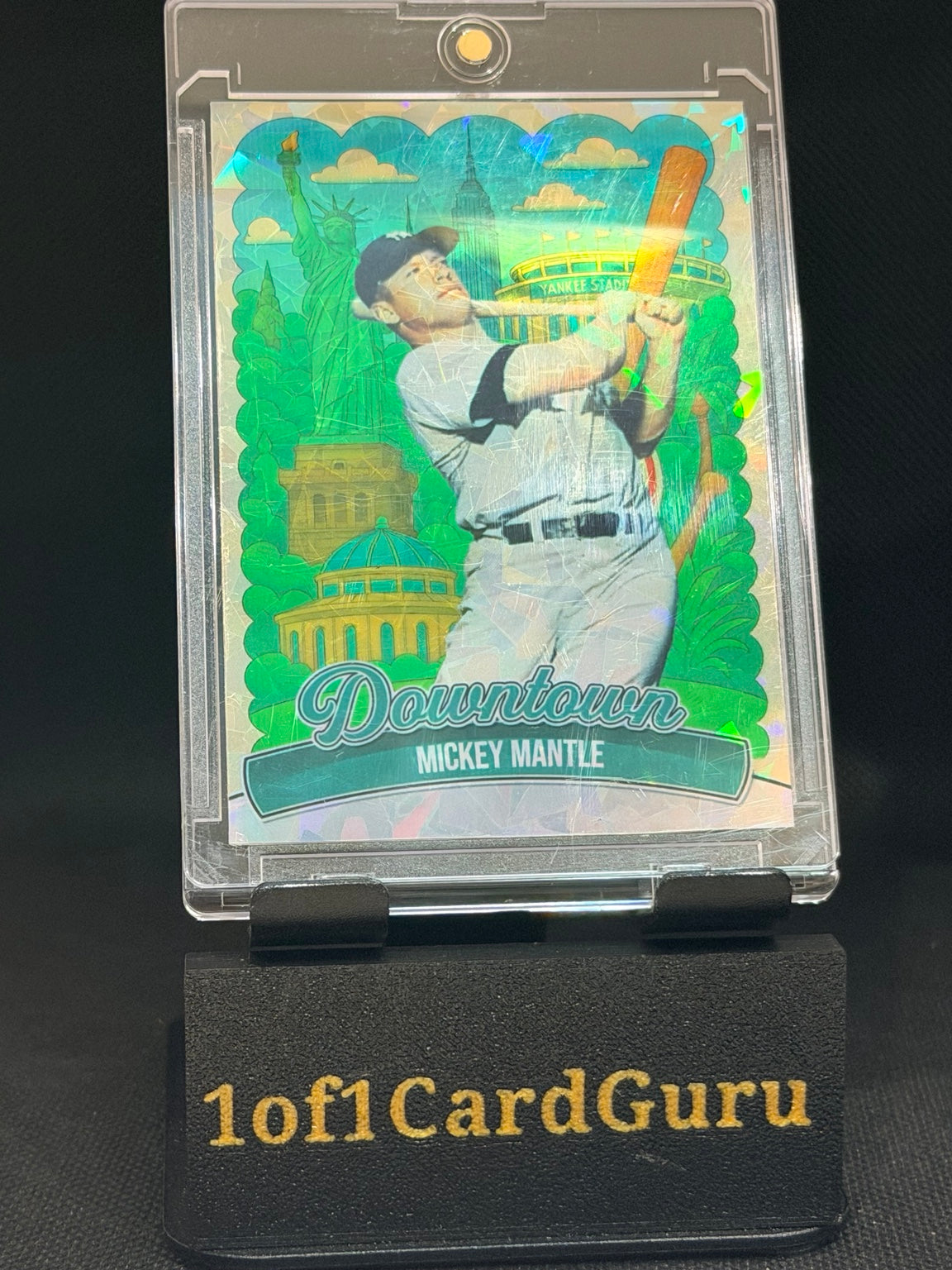 Mickey Mantle Downtown-Style Cracked Ice Holographic Custom Card – 918 Customs – front