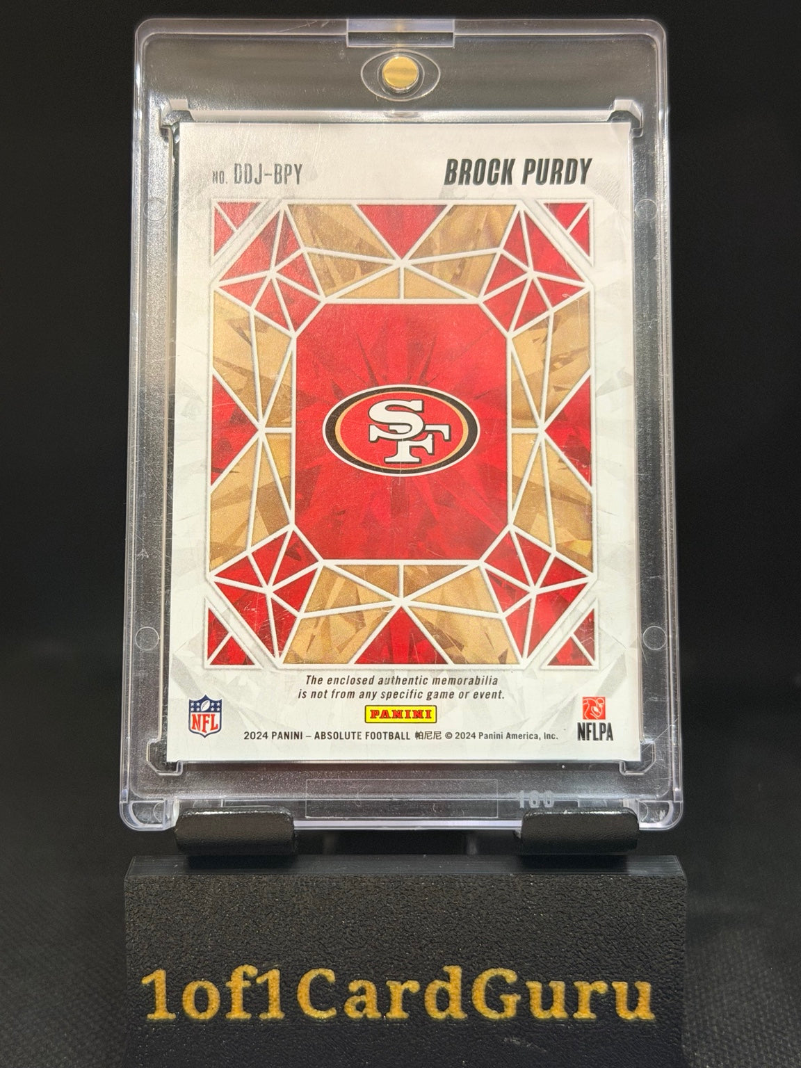 2024 Panini Absolute Brock Purdy Draft Diamonds Jersey #DDJ-BPY – back