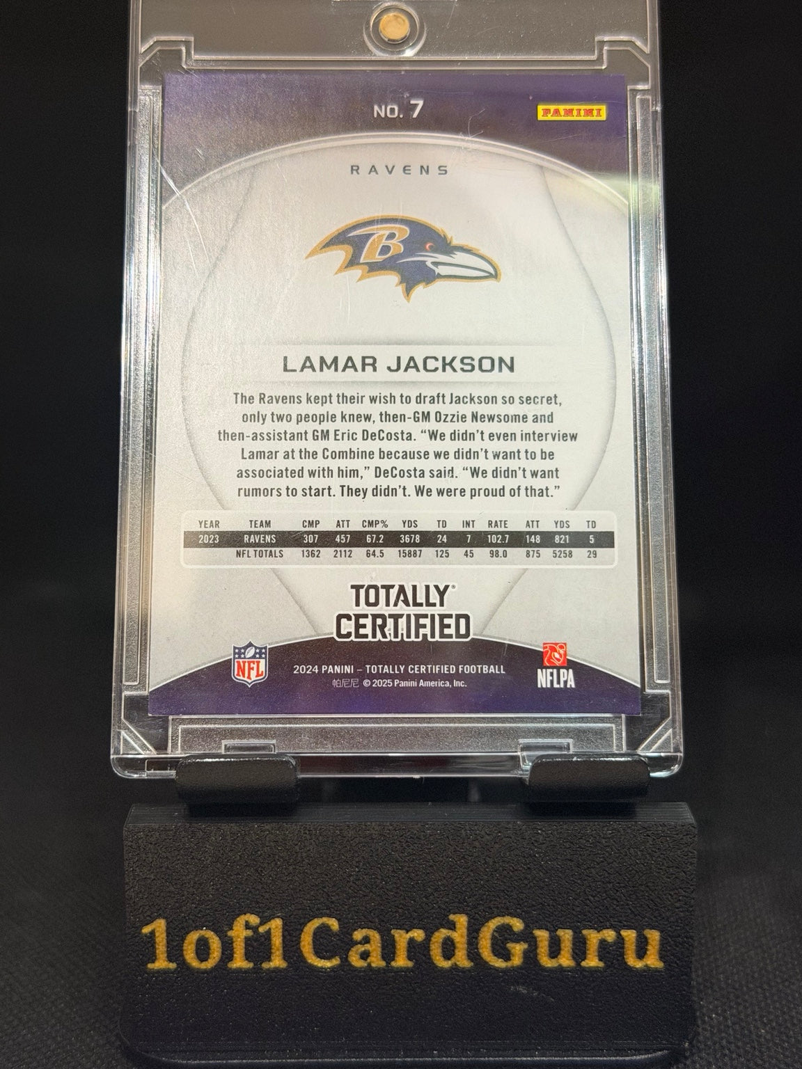2024 Panini Totally Certified Lamar Jackson #7 – back