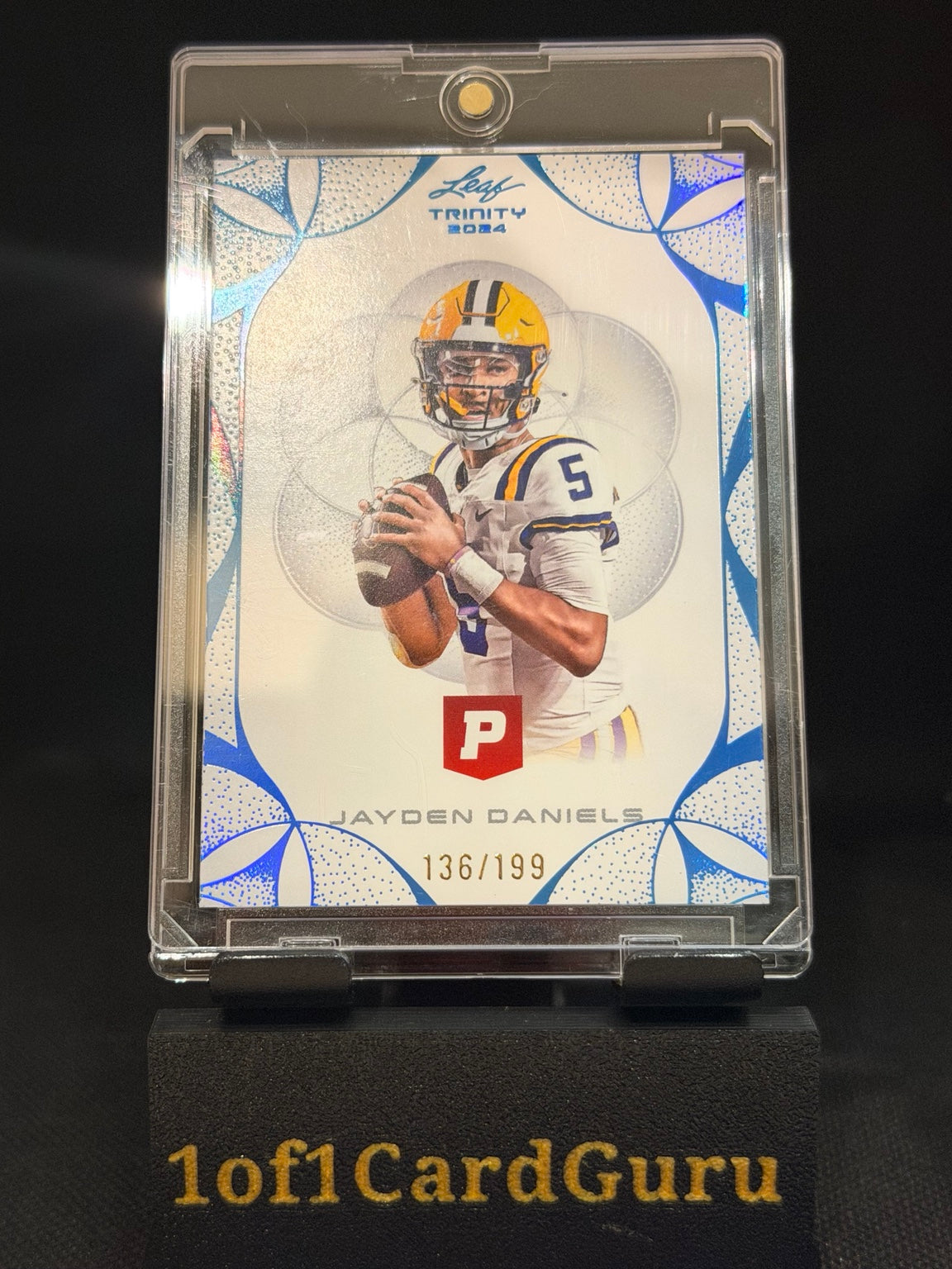 2024 Leaf Trinity Pristine Auction Jayden Daniels Platinum Blue Foil #53 136/199 – front