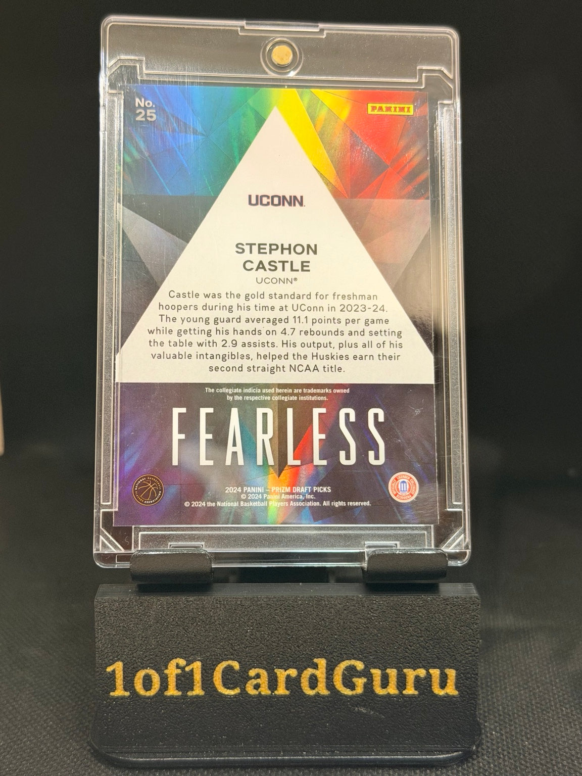 2024 Panini Prizm Draft Picks Stephon Castle Fearless Rookie #25 — back