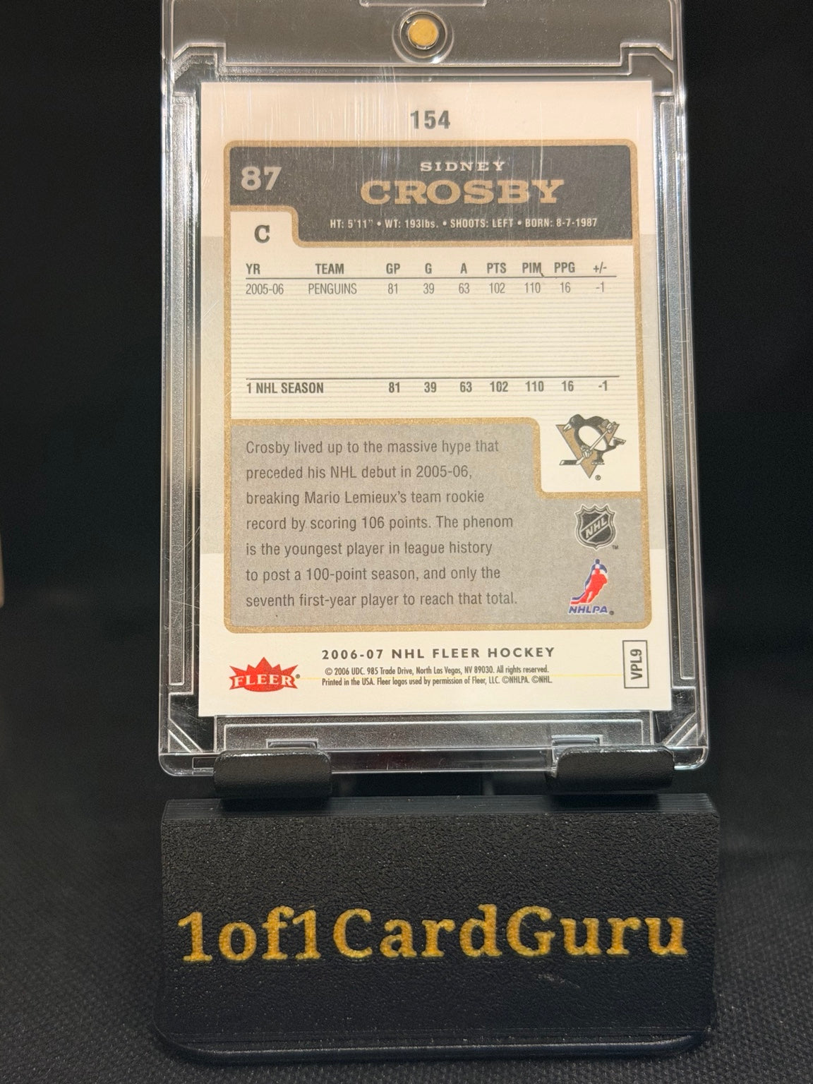 2006–07 Fleer Sidney Crosby #154 – Second Year — back