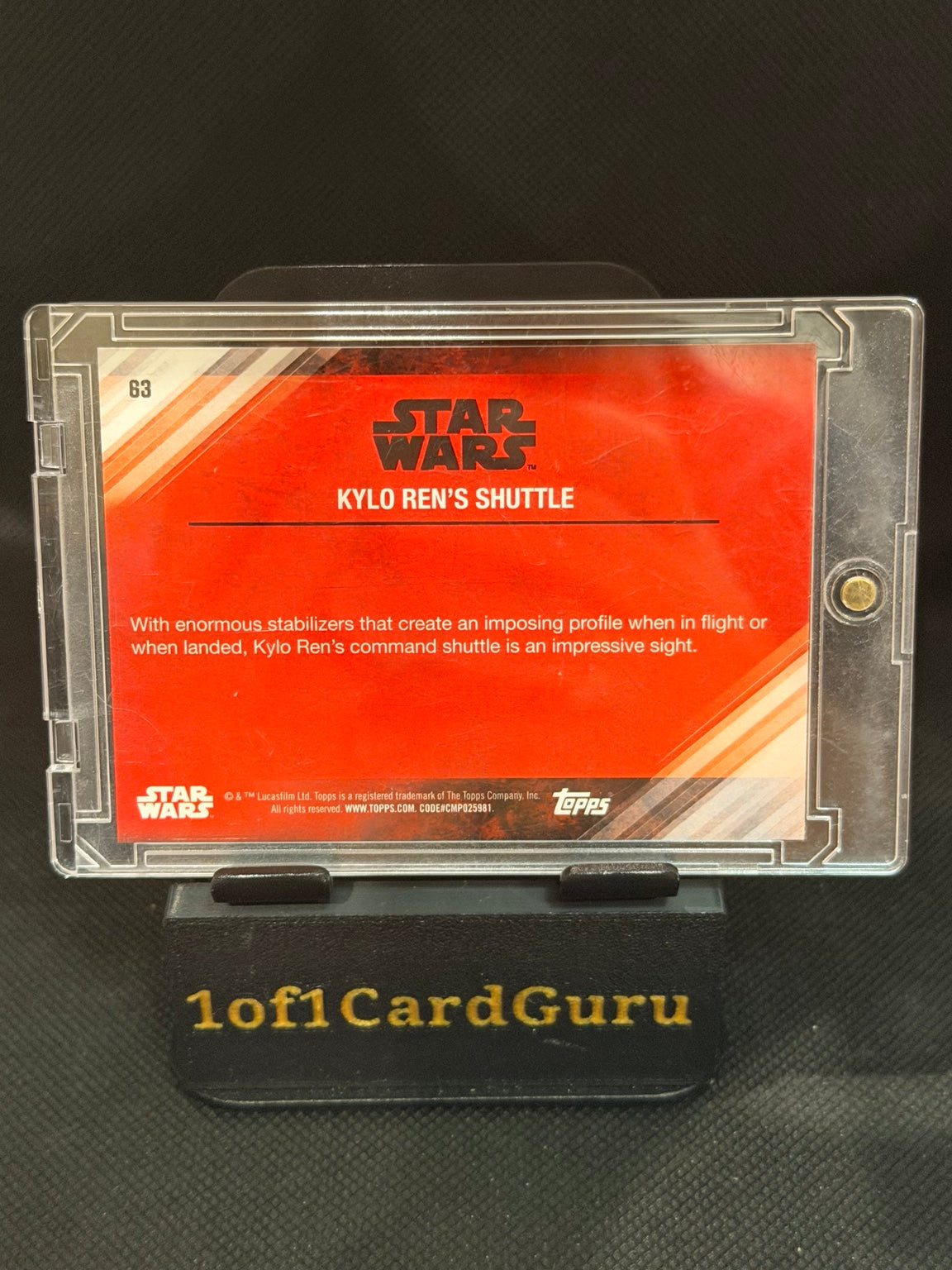 2017 Topps Star Wars The Last Jedi – Kylo Ren’s Shuttle #63 — back