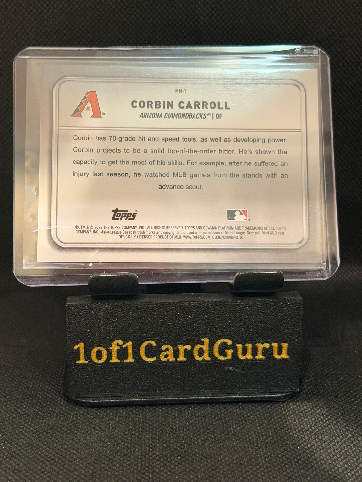 2022 Bowman Platinum Corbin Carroll Minted in Merit #MM-1 — back