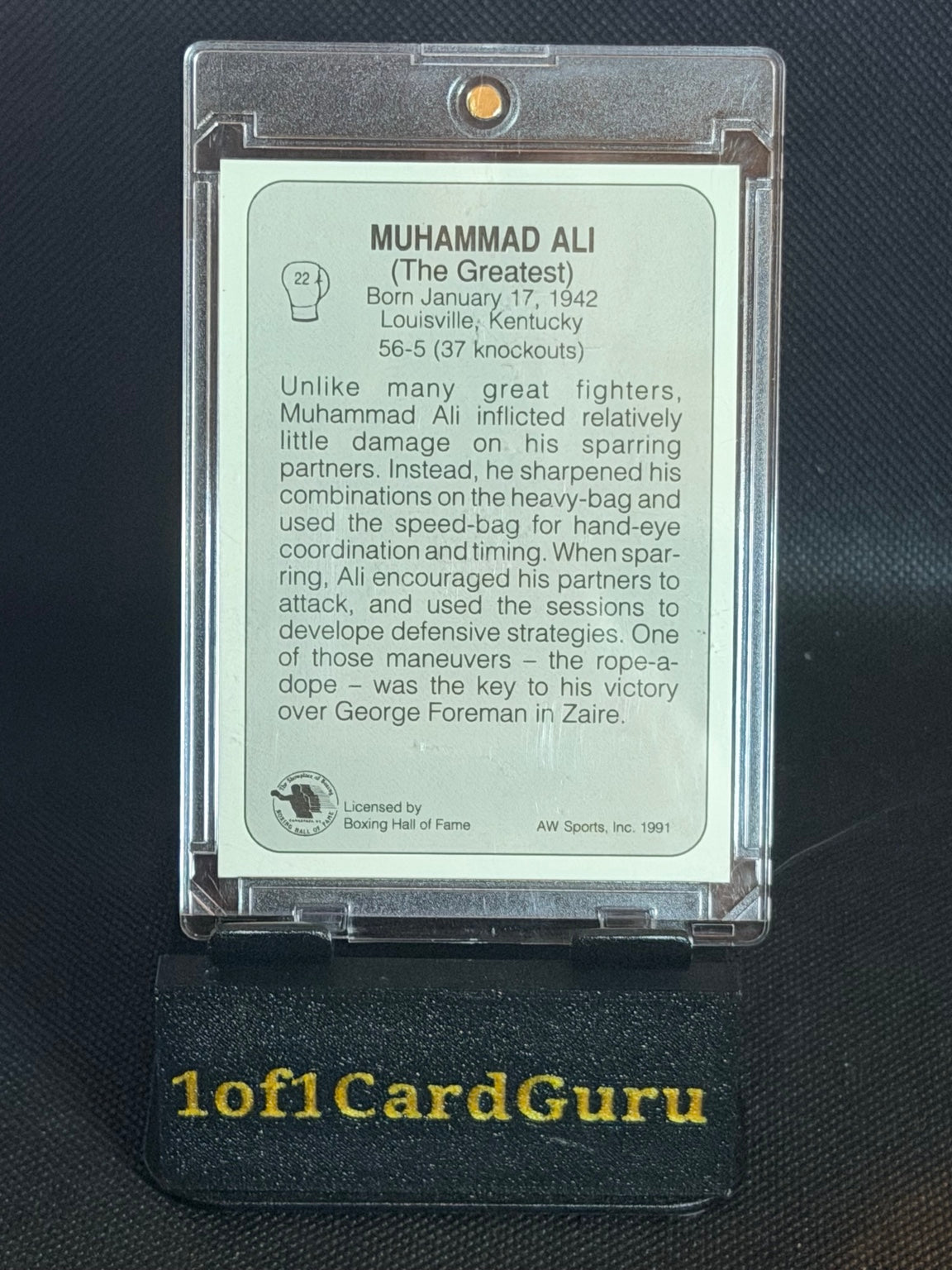1991 All World Boxing Muhammad Ali #22 — Ali Bonus Card #2 back