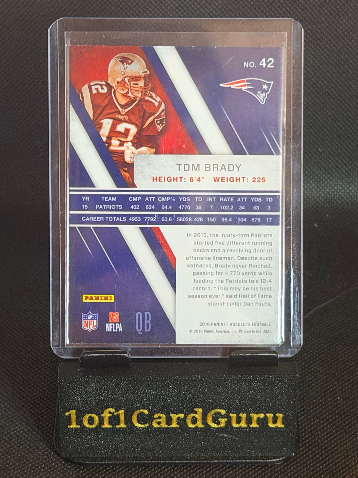 2016 Panini Absolute Tom Brady #42 — New England Patriots back