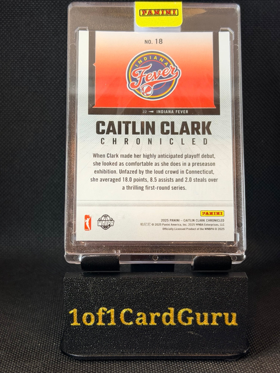 2025 Panini Caitlin Clark Chronicled Holo #18 In-Person Autograph — back