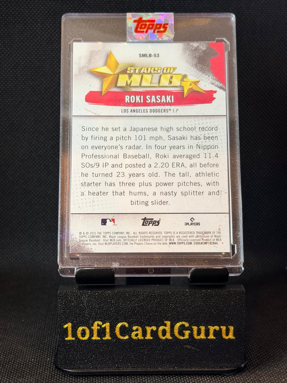 2025 Topps Roki Sasaki Stars of MLB #SMLB-53 RC In-Person Autograph — back