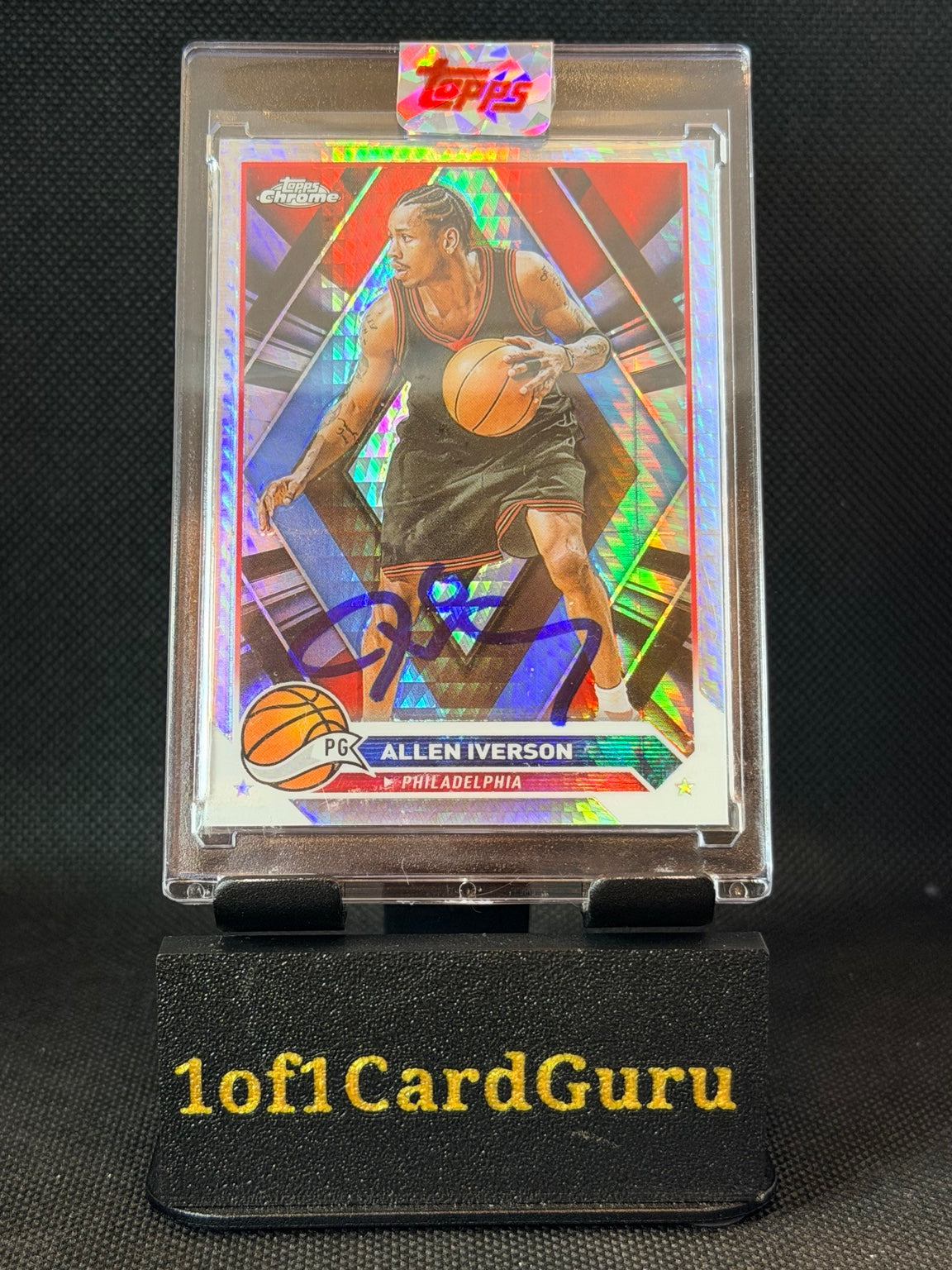 2023-24 Topps Chrome Allen Iverson Prism Refractor #66 In-Person Autograph — front