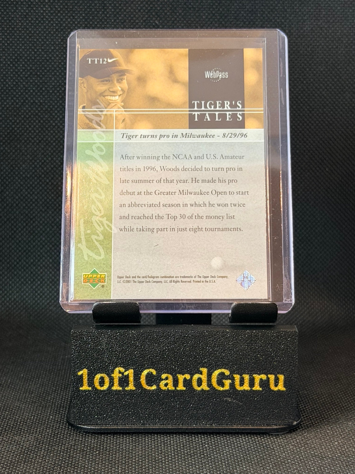 2001 Upper Deck Tiger Woods Tiger's Tales #TT12 — back