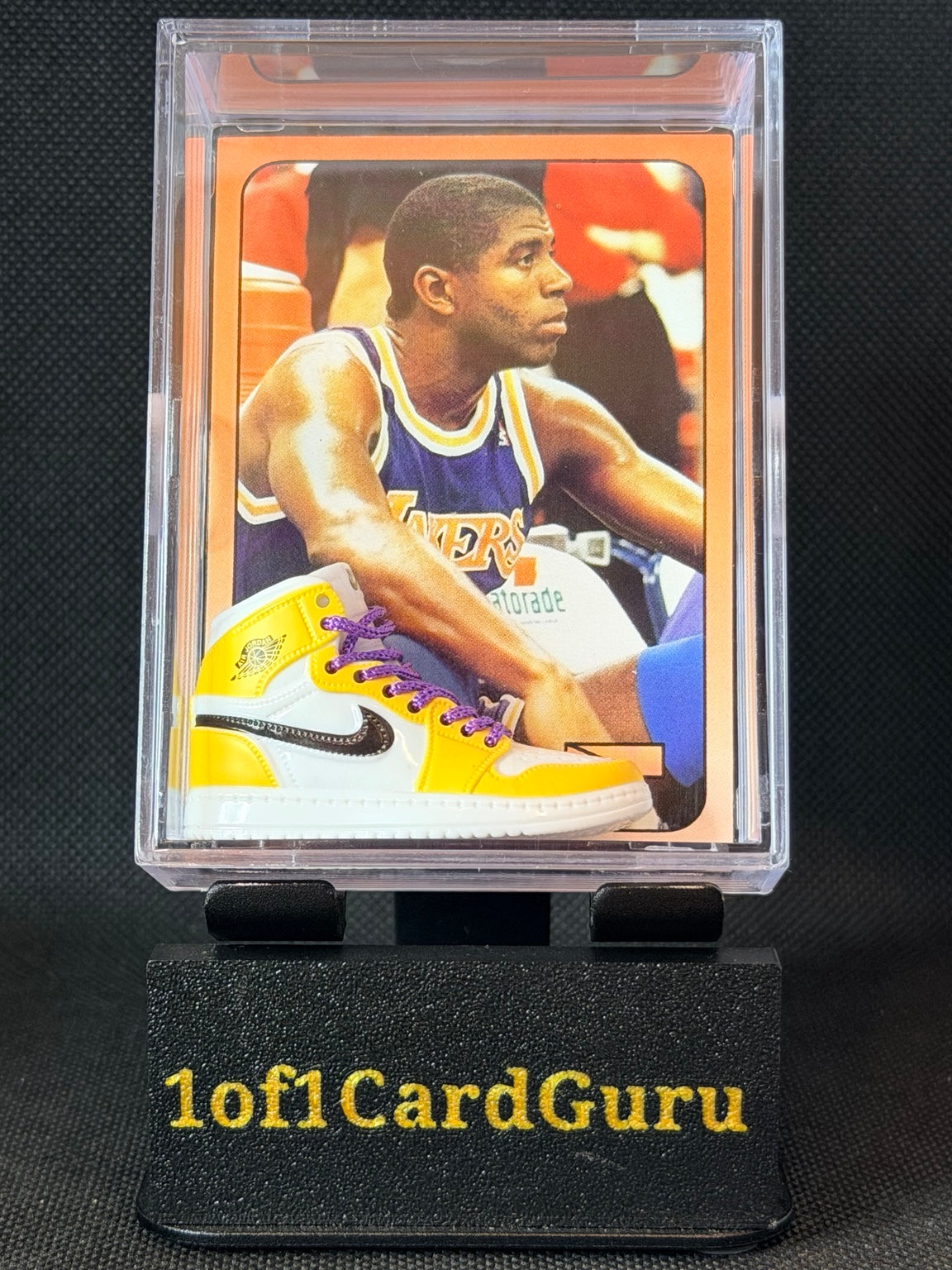Magic Johnson Living Legend Custom Mini Sneaker Display Card — front