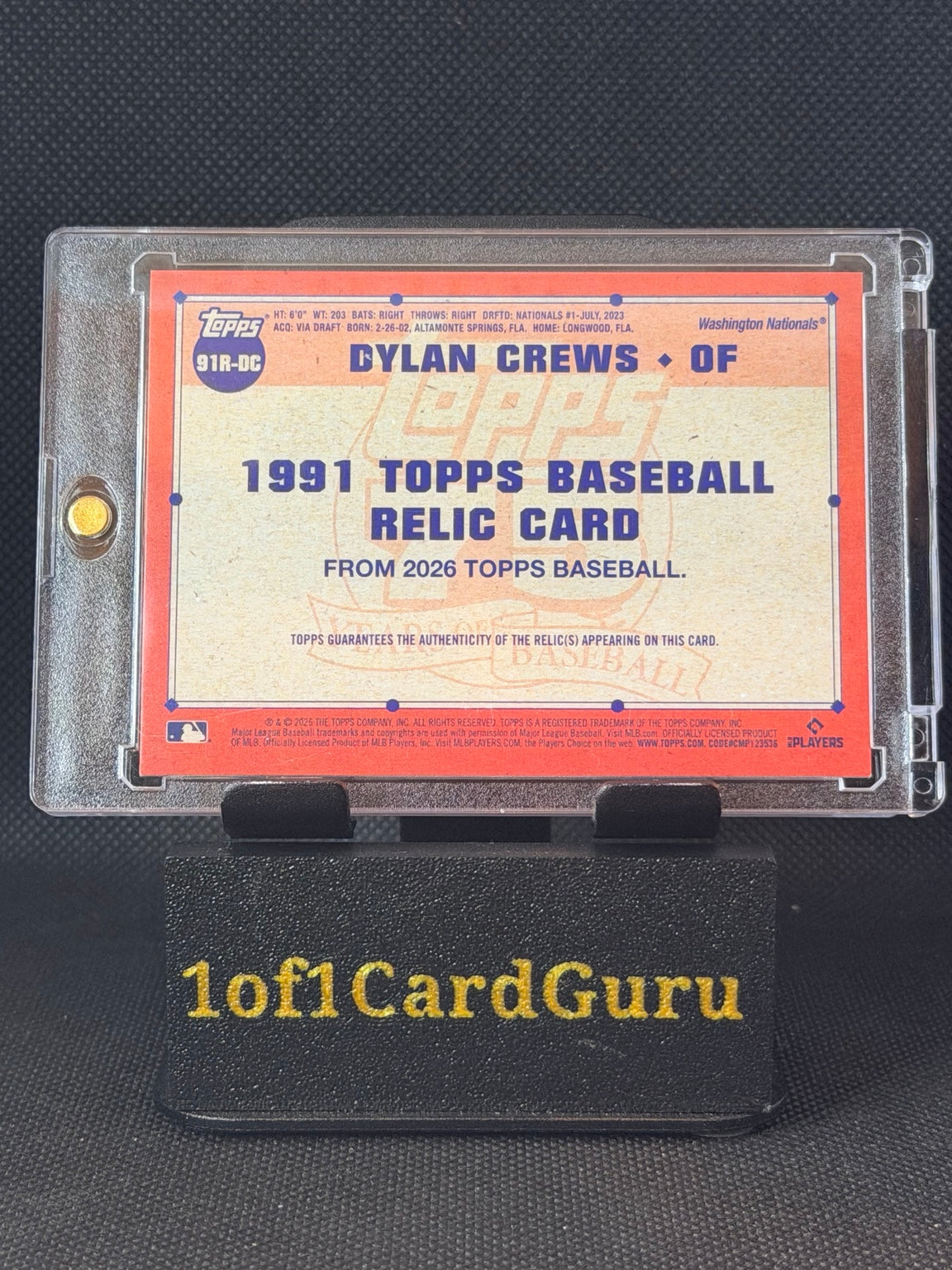 Back of trading card