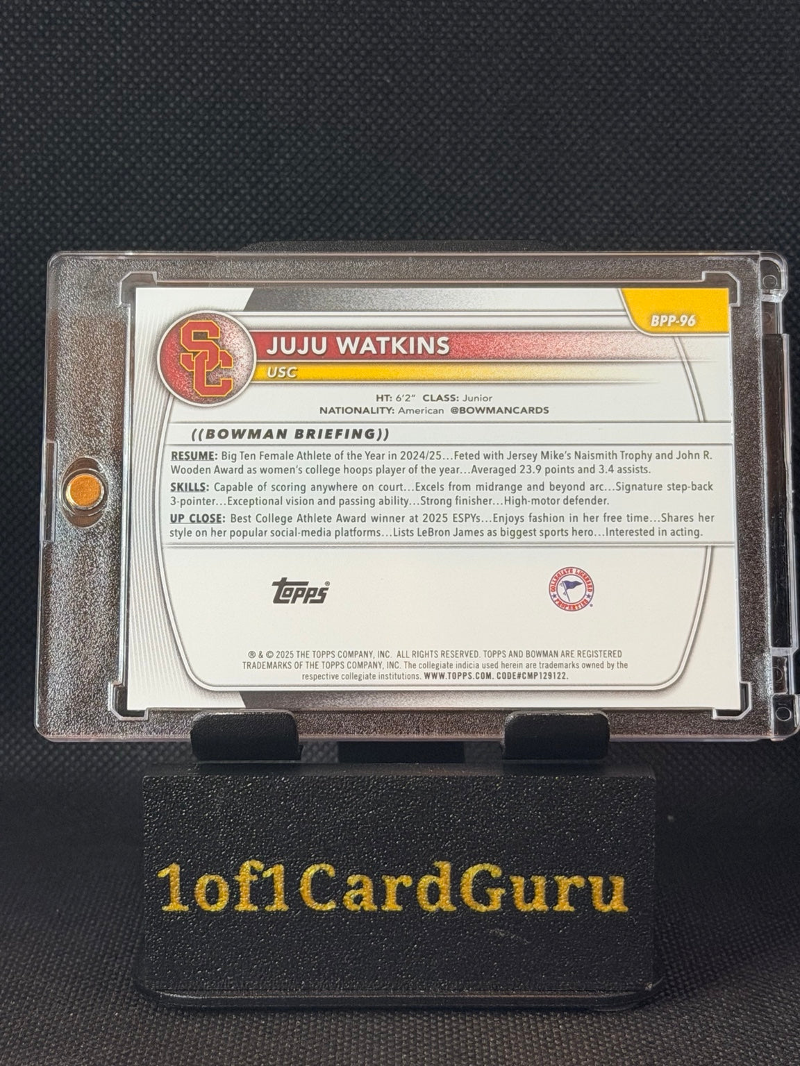 Back of trading card