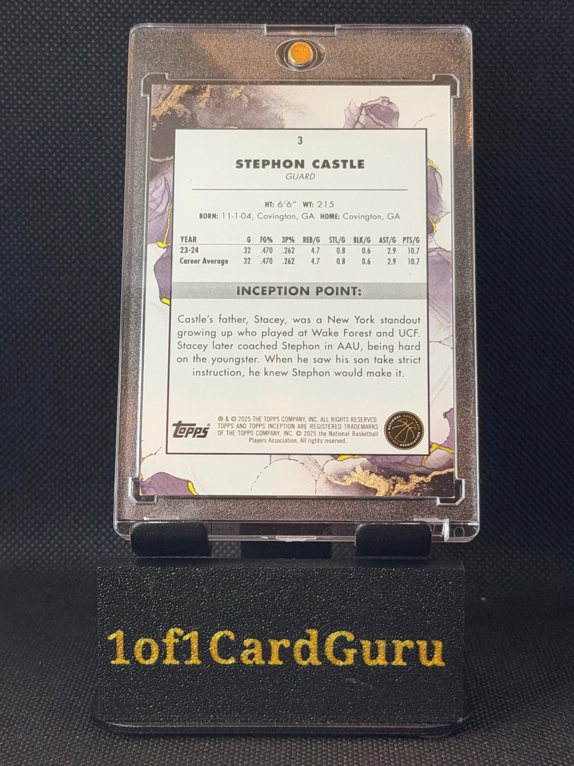 Back of trading card