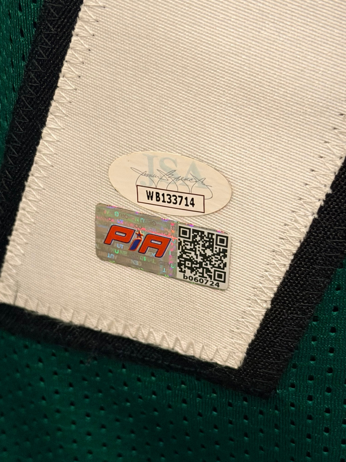 Original JSA WB133714 and PiA hologram close-up
