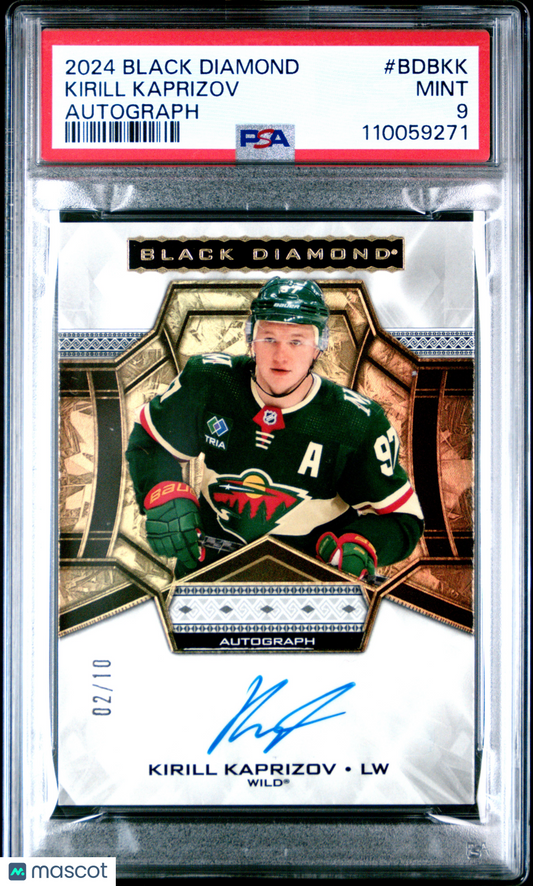 2024 Upper Deck Black Diamond Kirill Kaprizov #BDBKK Auto Low Pop 02/10 Auto 9