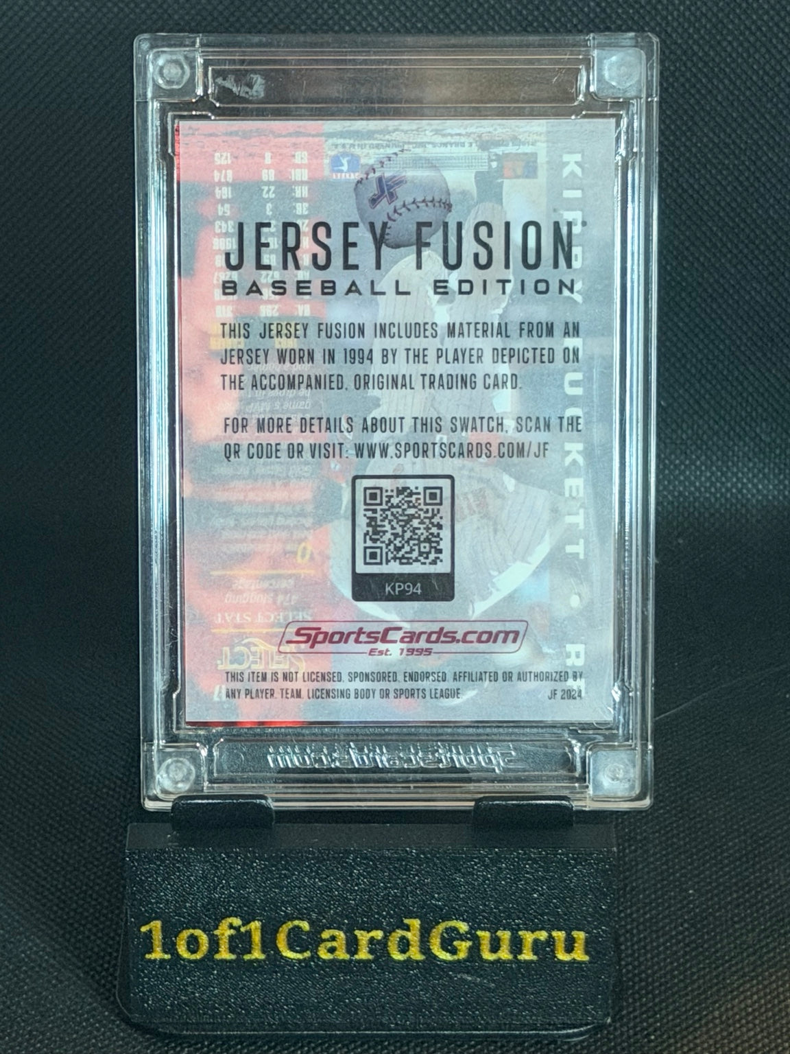 Jersey Fusion Kirby Puckett Quad Swatch #KP94 11/25 — Twins back