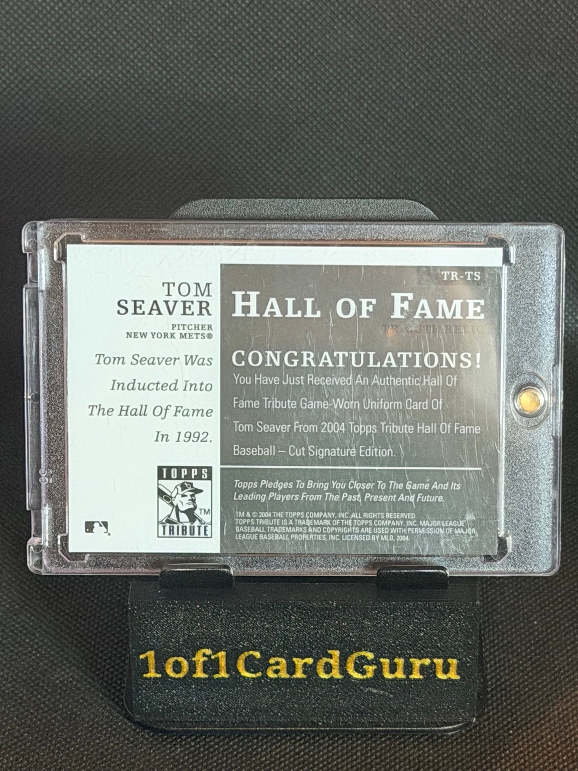 2004 Topps Tribute Hall of Fame Tom Seaver #TR-TS Game-Worn Relic back