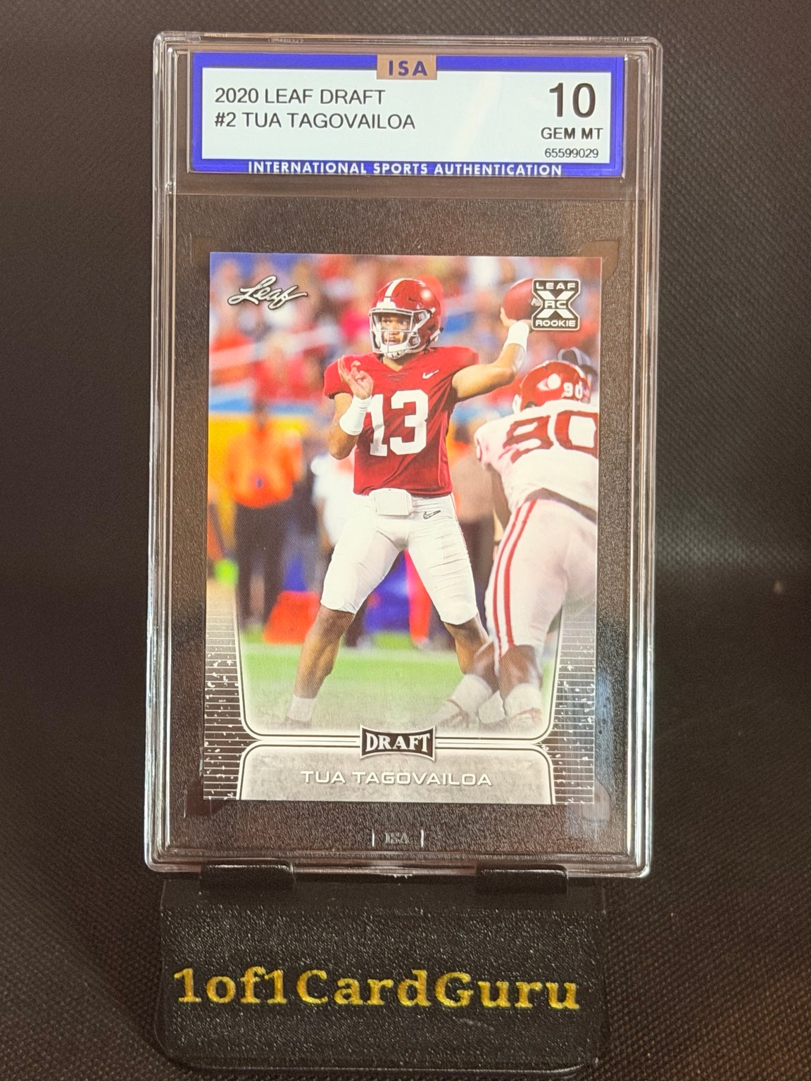 2020 Leaf Draft Tua Tagovailoa #2 Rookie ISA 10 front
